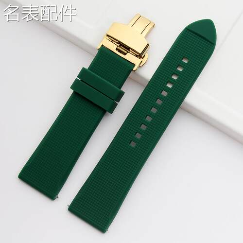 2025新款代用适用于蝴蝶扣表带e男硅胶橡胶运动适配天美时精工海