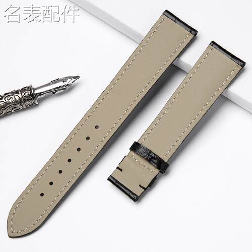 2025新款代用适用于加长胖子鳄鱼皮手表带真s皮适配浪琴欧米茄万