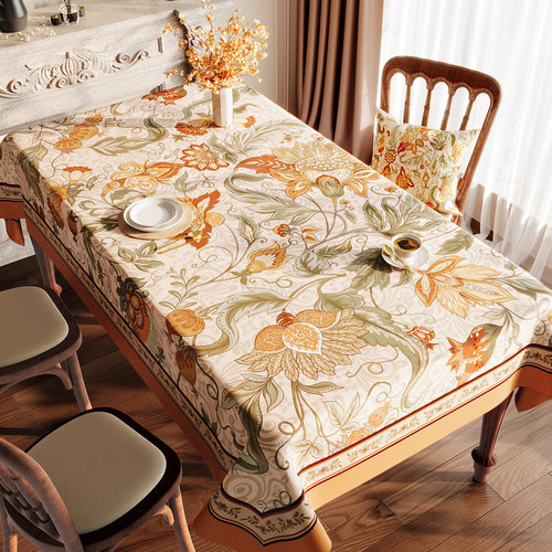 美式复古桌布防水防油免洗防烫2026新款轻奢花园风餐桌垫茶几台布