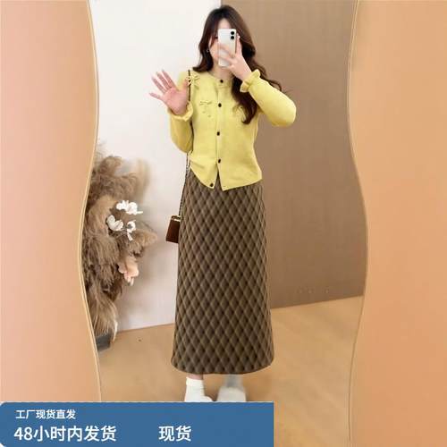 大码女装蝴蝶结圆领针织衫2025秋冬新款微胖mm宽松显瘦设计感毛衣