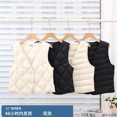 轻奢90白鹅绒马甲女新款轻薄保暖背心V领内搭内胆大衣叠穿马夹冬