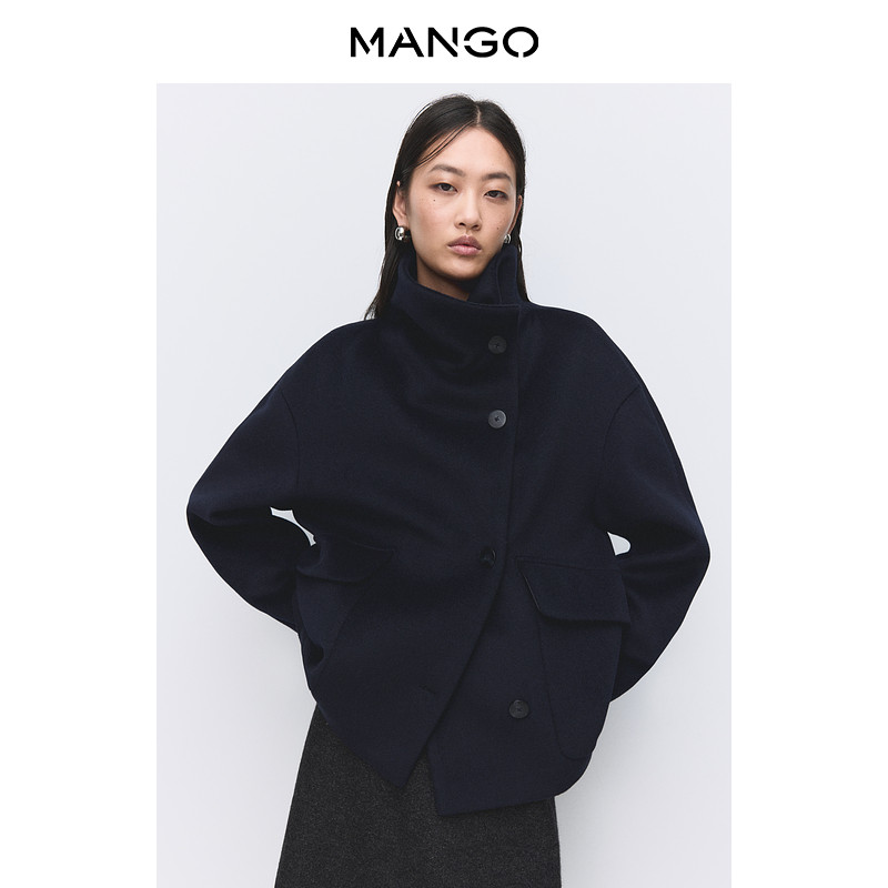 thumbnail for Exclusive discount: MANGO women's wool coat, 2026 autumn new stand-collar wool blend wool coat