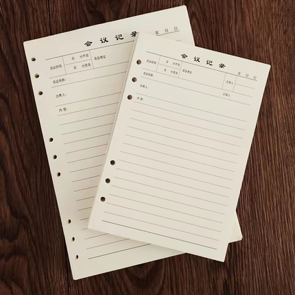 会议记录本活页本内芯6孔a5活页空白纸替芯9孔B5替换芯活页纸