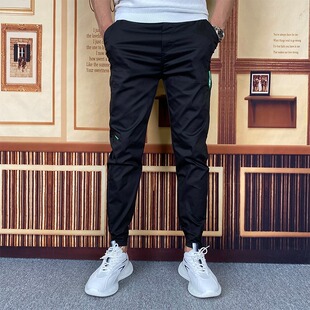 春夏季薄款休闲裤男裤子男款2025百搭弹力青少年小脚工装裤束脚裤