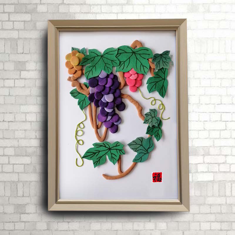 非遗a3/8k棉布贴画丝绫堆绣画diy材料包【多子多福】国风/需裁剪