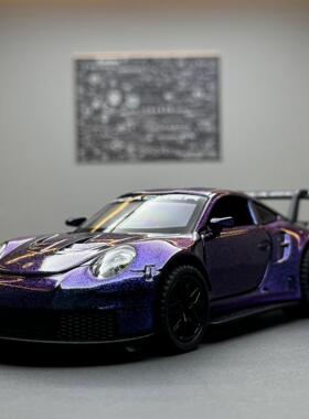 新款嘉业合金车模1比32保时婕GT3RS跑车带声光玩具车音效模型摆件