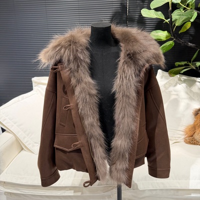 锁温貉子毛领+90白鹅绒花