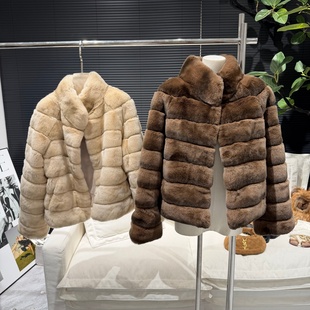 提拉米苏 2025新款进口雷克斯獭兔毛皮草外套女短款年轻毛毛大衣