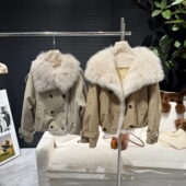 时髦狐狸毛皮草外套女冬季 年轻款 夹克派克服羽绒服90鹅绒内胆大衣