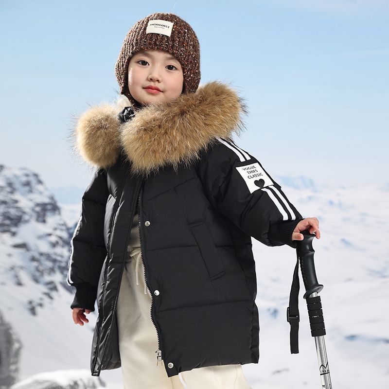 正品亲子儿童貉子毛领加厚羽绒服