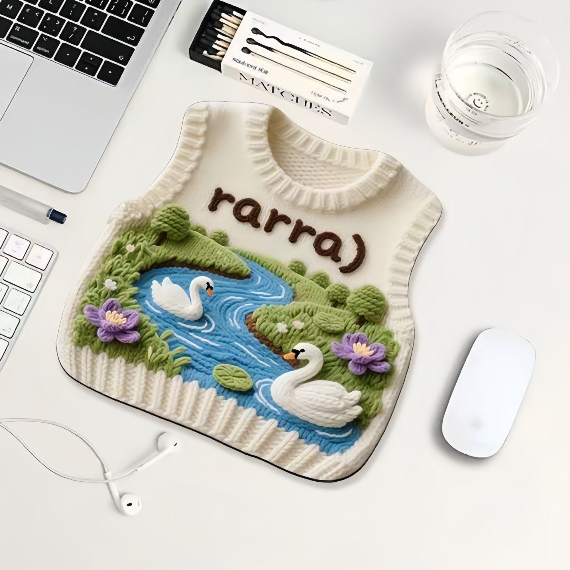 毛线马甲鼠标垫创意ins风女生可爱印花宿舍便携高颜值电脑桌配