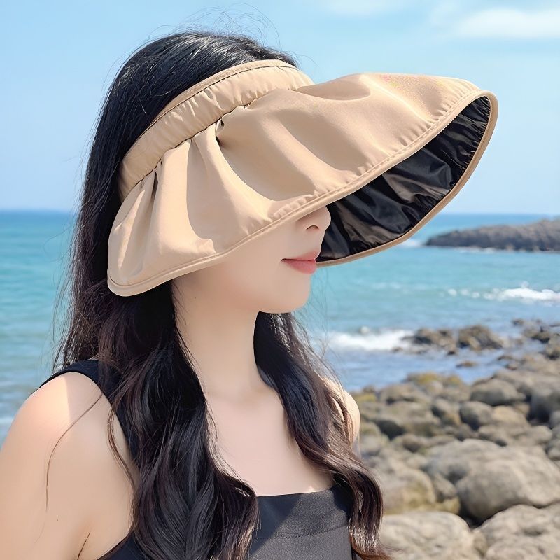 2026新款黑胶防晒帽遮阳帽子女夏季遮脸防紫外线百搭黑胶贝壳帽
