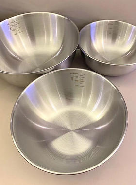 加厚不锈钢料理盆带刻度打蛋揉面沙拉冷面凉拌水果碗厨房烘焙工具