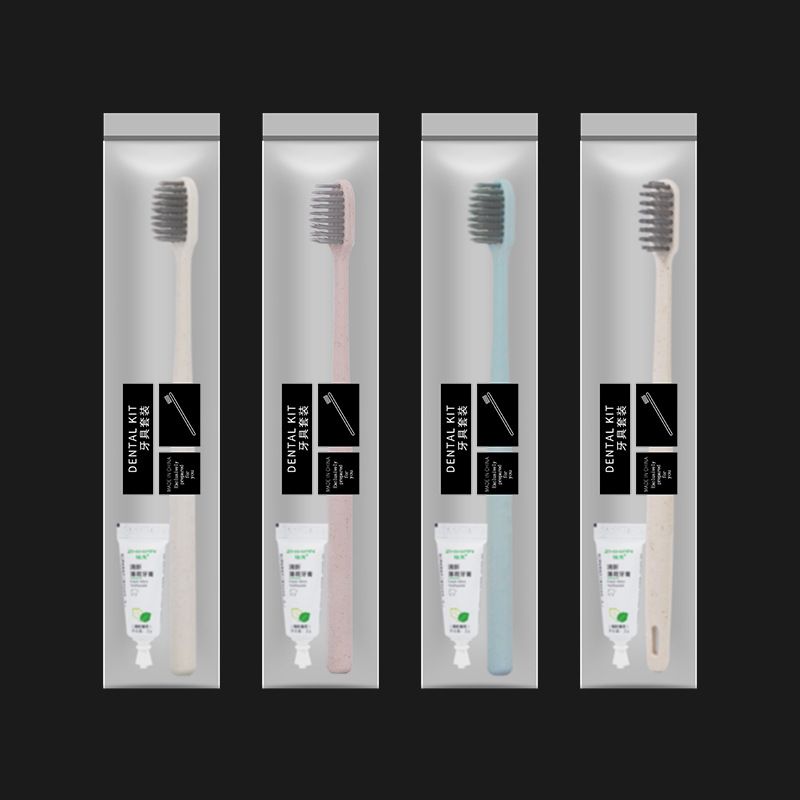 酒店民宿环保秸秆一次性牙刷软毛牙膏便携旅行套装宾馆用品