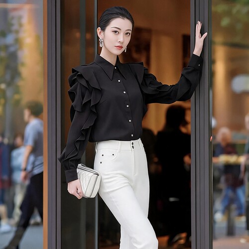 百丝BCVOGA轻奢风财阀上衣秋季新品法式优雅气质长袖衬衫女