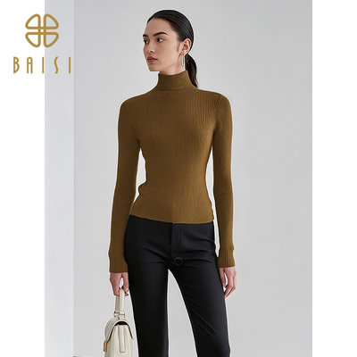 2025冬季新品百丝高领内搭针织休闲通勤显瘦小众秋冬长袖上衣女