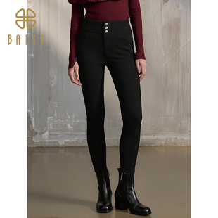 简约百搭高腰小脚裤 百丝通勤加绒保暖紧身牛仔裤 女 新品 2025冬季