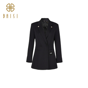 优雅通勤黑色商务西服热卖 百丝西装 修身 春秋季 外套女职业正装