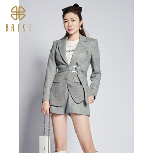 百丝时尚干练修身西装2022冬季新品御姐羊毛白领纯色西服外套女