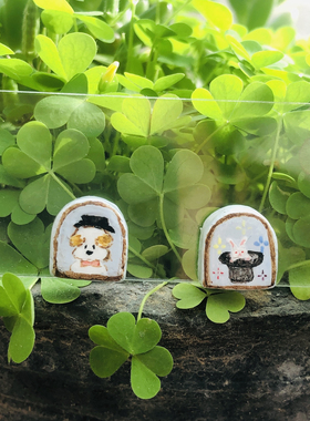 猫三秋 职业小狗和道具耳钉入夏可爱925耳钉耳夹