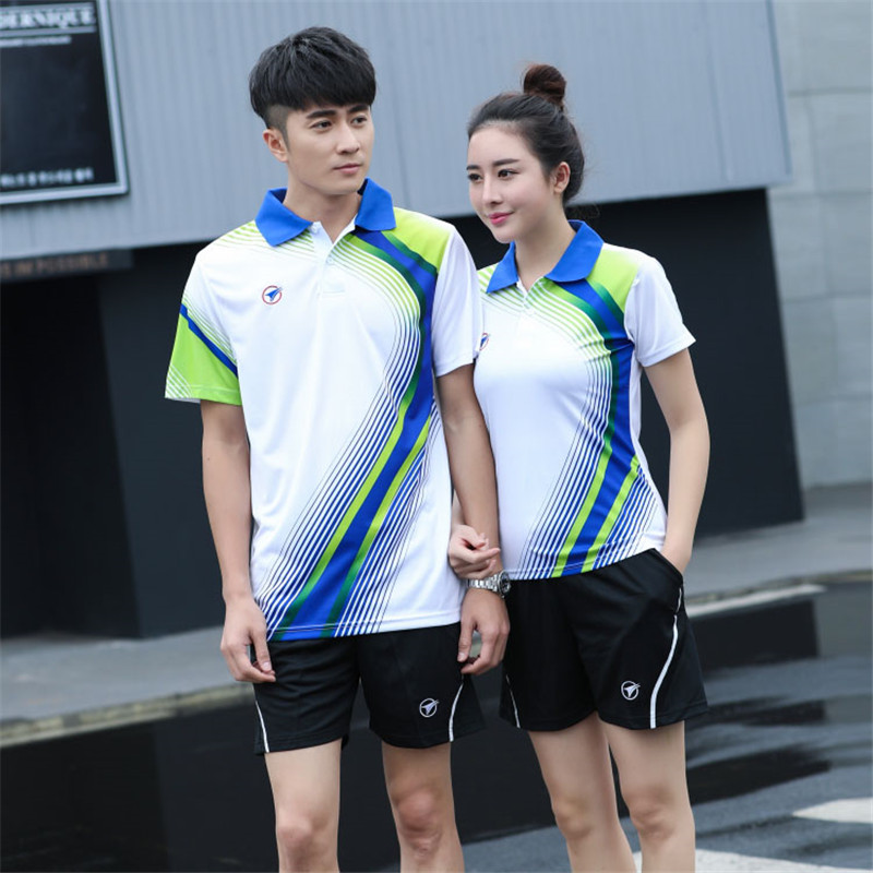 羽毛球衣套装男女夏季速干有领运动短袖T恤吸汗印字大赛乒乓球服