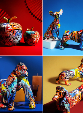 法式风莫兰迪彩色玄关树脂工艺品