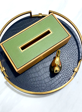 现代简约中古风样板间售楼处客厅茶几软装托盘套装摆件法式轻奢风