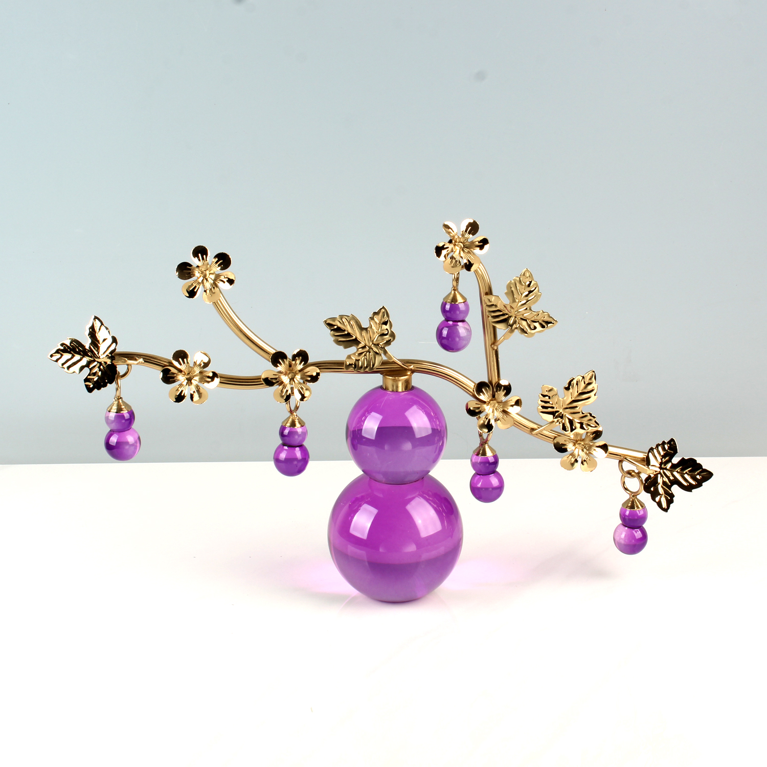 紫色水晶葫芦高档装饰摆件