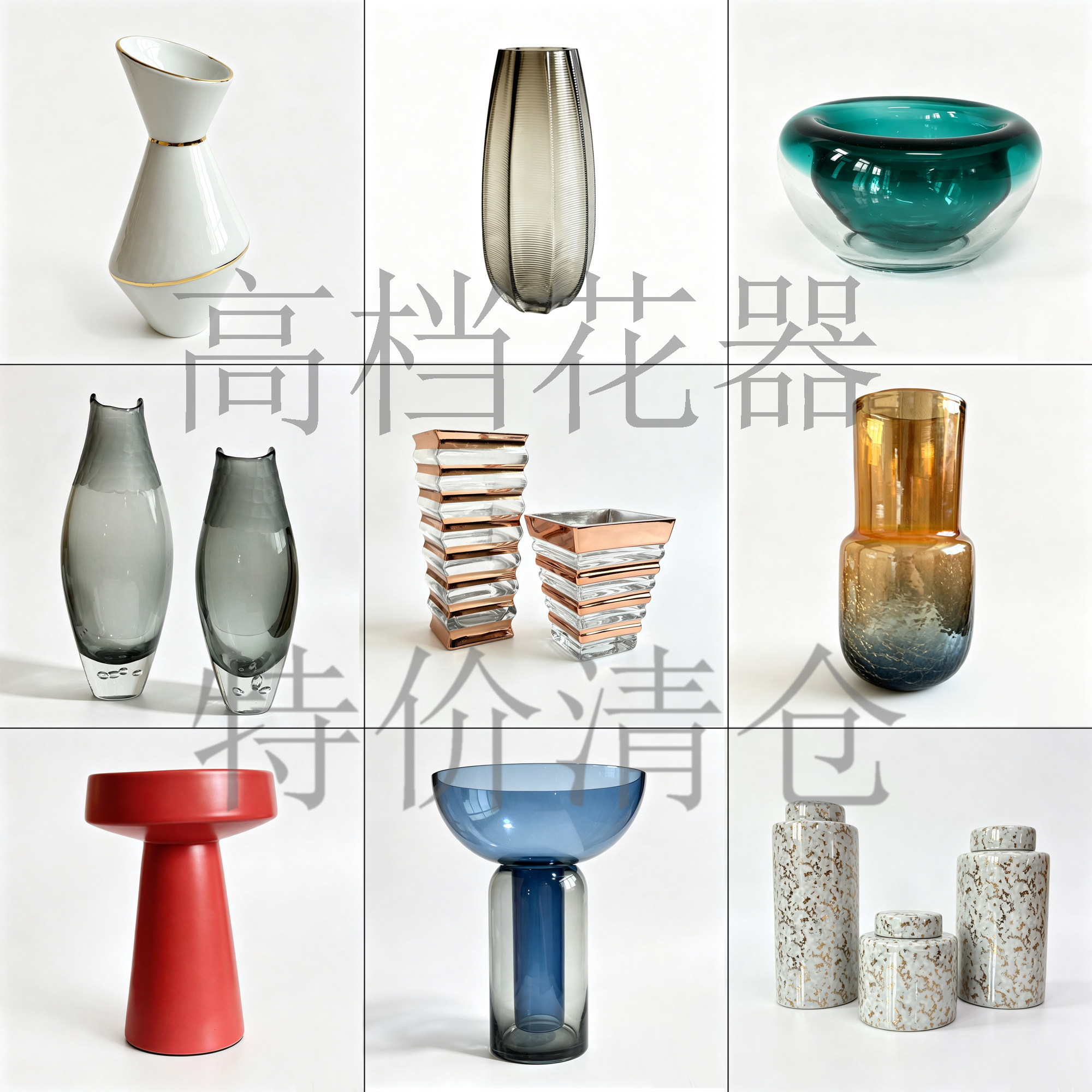现代简约玻璃花瓶装饰品摆件家居花器样板房软装高档蓄水花瓶特价