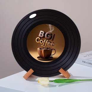 咖啡馆甜品店装饰摆件黑胶唱片杂志架电视柜陈列摆件创意生日礼物