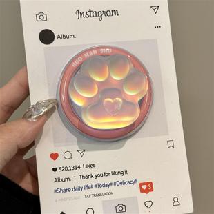 镭射猫抓磁吸苹果手机支架气囊支撑架可伸缩拆卸桌面卡通可爱炫彩