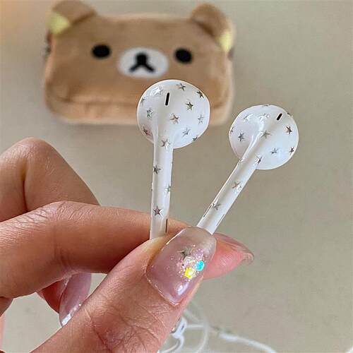 有线耳机装饰diy银色星星贴纸迷你五角星黑白烫金无线耳机装饰贴