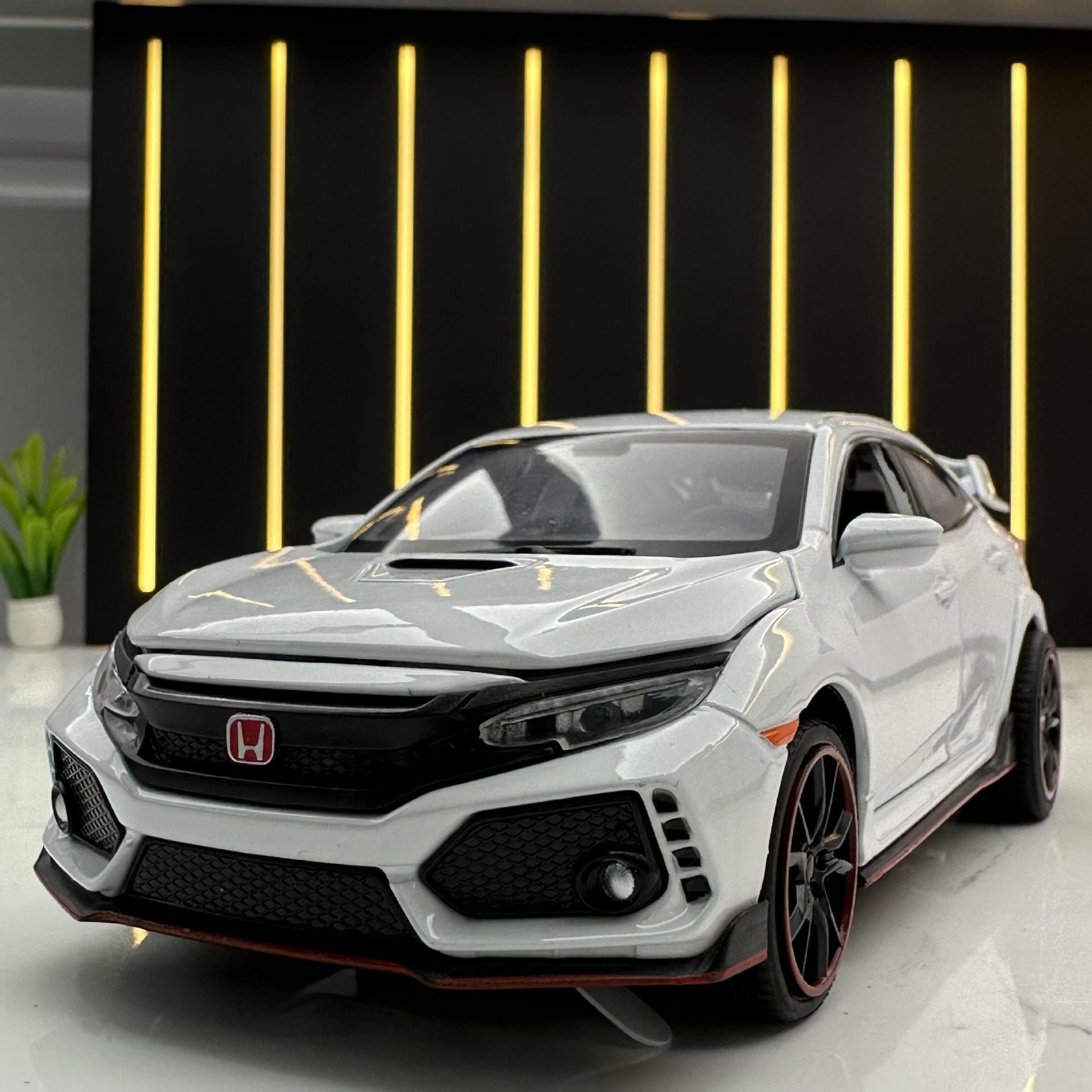 建元正版1:32思域 TypeR合金车模声光回力男孩玩具车模型摆件收藏