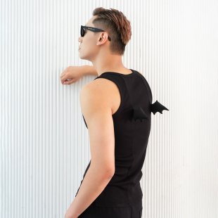 CLP黑色原创设计恶魔立体翅膀修身 性感情侣Y2K潮 背心潮流男女同款