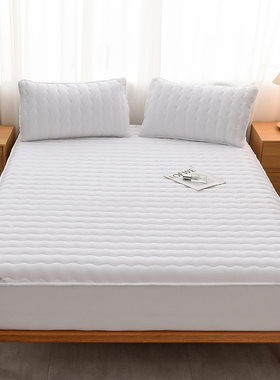加厚床笠席梦思床护垫保护套防滑防尘套纯色床罩酒店宾馆三件套2m