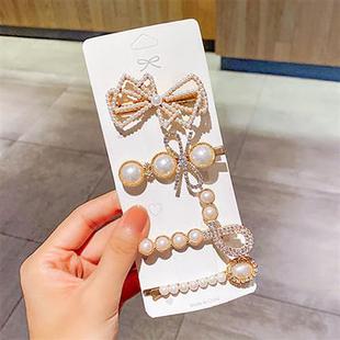 韩国发饰ins高级设计感 珍珠发夹组合网红女刘海夹侧边夹子一字夹