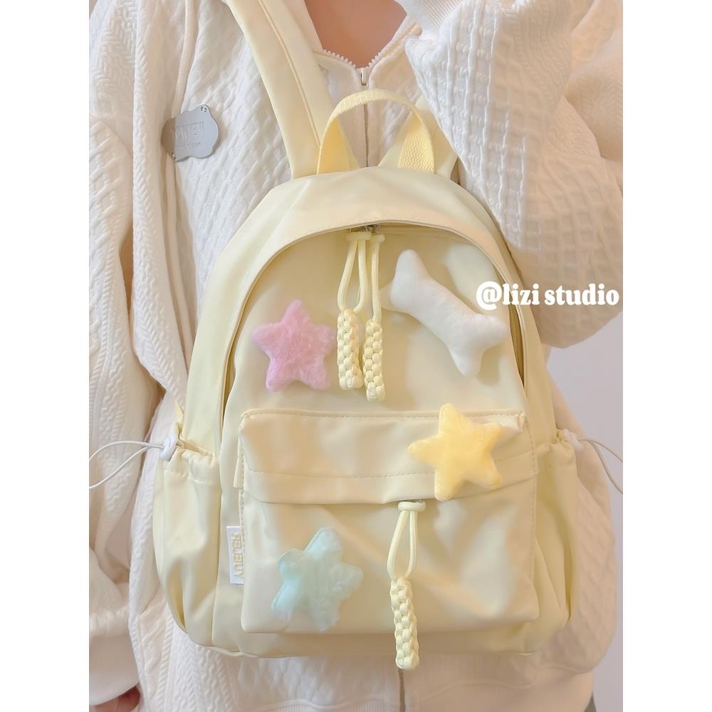 黄色书包原创小众初中生小学生多巴胺双肩包日系可爱少女宝藏背包