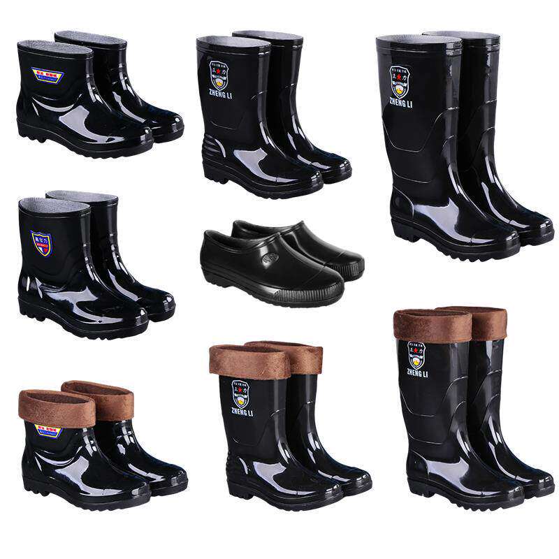 中高筒雨鞋男款防滑水鞋耐磨工作水靴短筒套鞋低帮牛筋底塑胶棉鞋