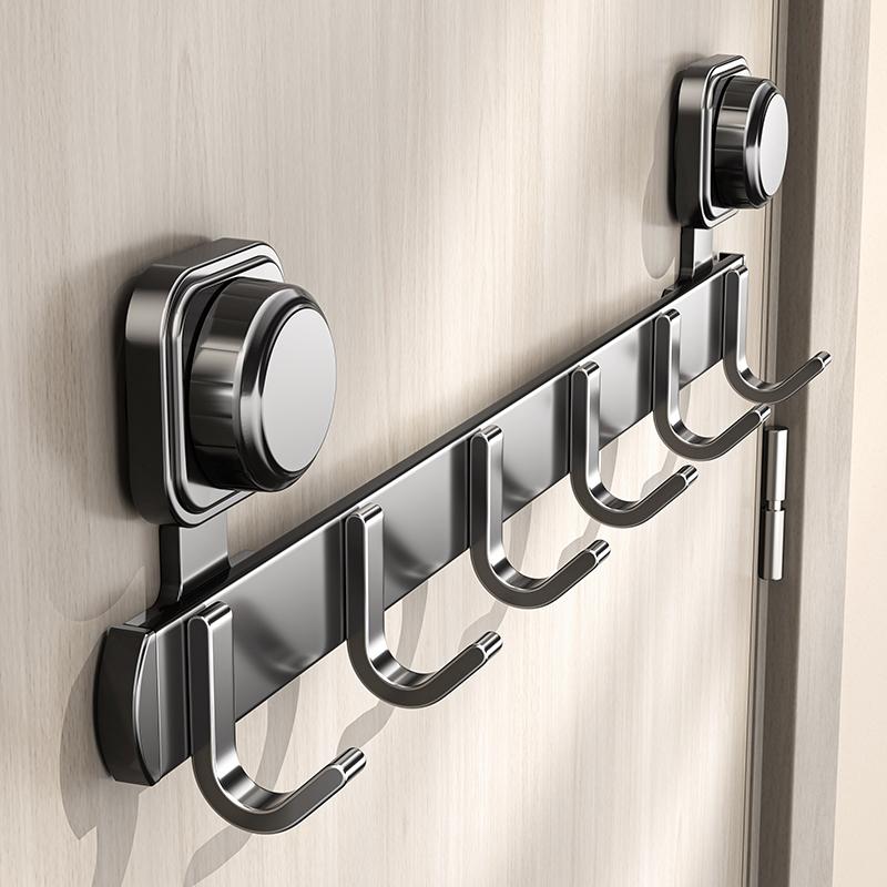吸盘门后联排挂钩强力粘胶免打孔浴室置物架钩子入户门挂衣架收纳