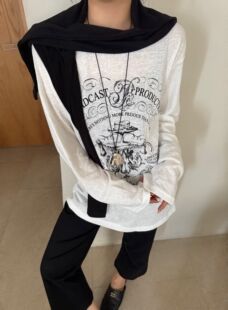 T恤防晒衣打底衫 欧洲站2026年春夏新款 印花圆领长袖 时尚 女BF正品