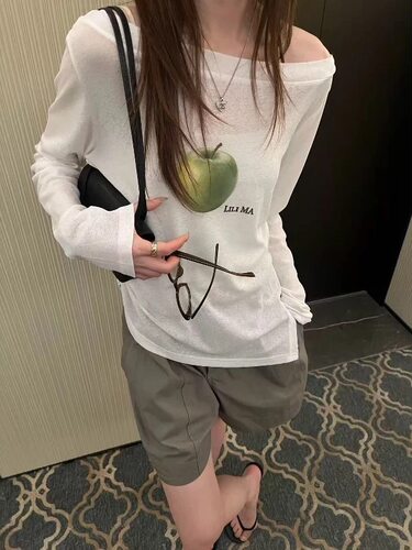 欧洲站2026年夏季新款Big Family时尚百搭圆领套头印花长袖T恤女