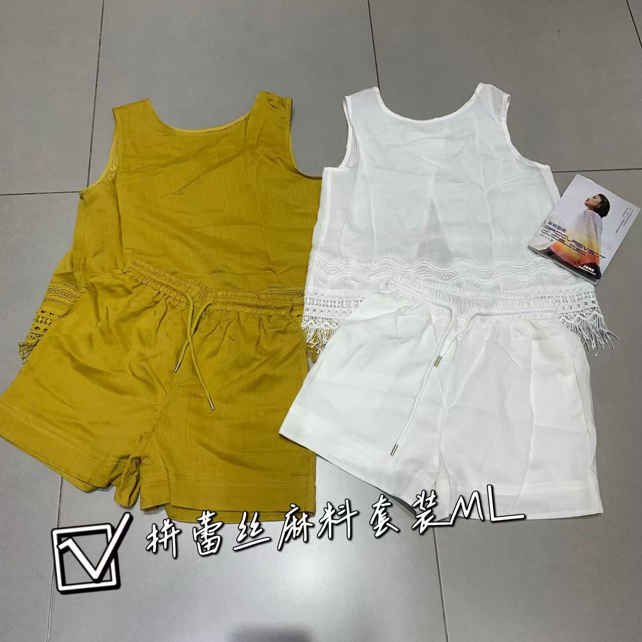 欧洲站2025年夏季新款女装正品时尚圆领无袖麻料背心+短裤两件套