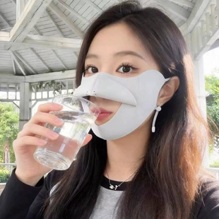 防晒口罩防紫外线upf50+可喝水冰丝透气易呼吸女户外运动晨跑遮阳