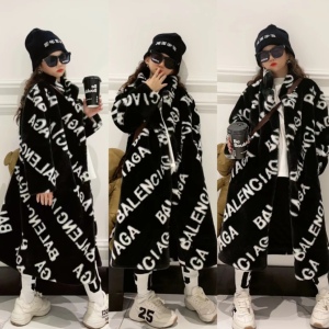 儿童长款大衣童装冬季新女童宽松加厚仿水貂毛皮草外套毛毛衣