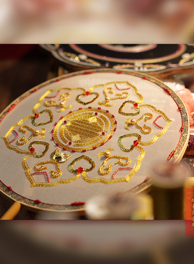 定制代绣白金浅色喜扇法式刺绣diy材料中式新娘手捧花秀禾团扇