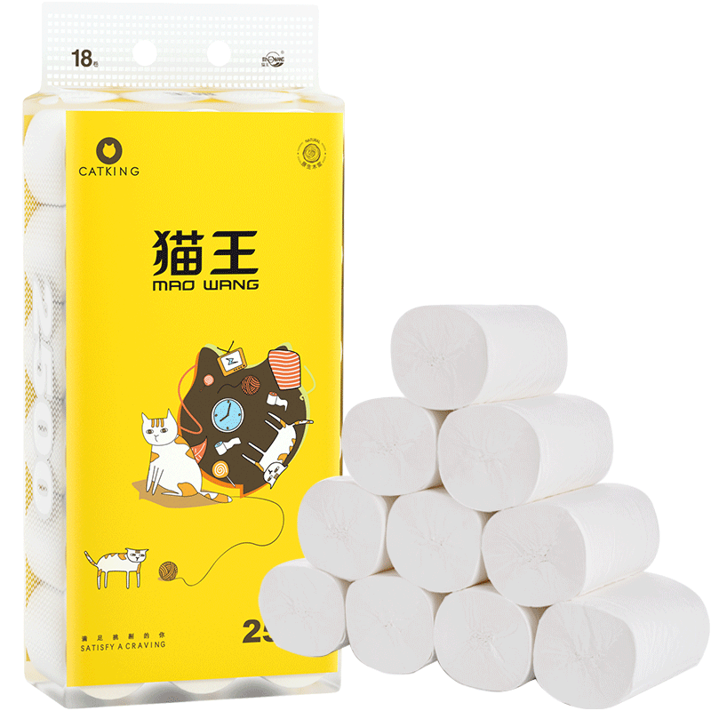 猫王5斤18卷超粗大卷纸家用实惠装无芯纸家庭宿舍厕纸卫生纸足量
