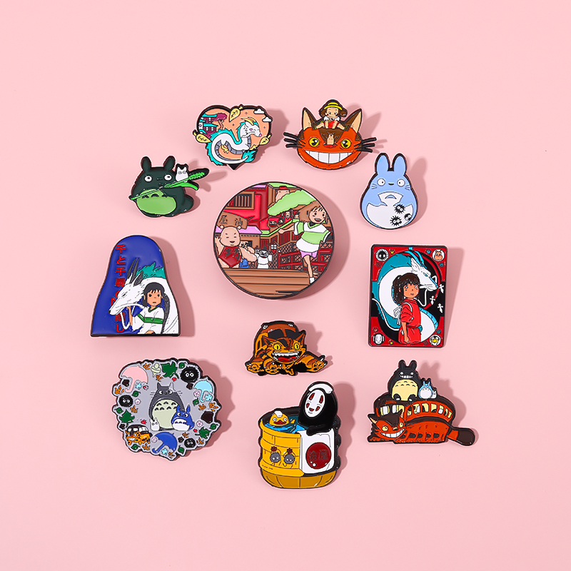 宫崎骏动漫周边龙猫千与千寻胸针卡通金属徽章衣服别针配饰勋章