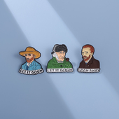 梵高人物自画像胸针金属徽章学生衣服包包配饰挂件装 饰品卡通勋章