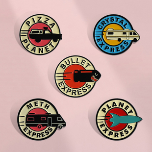 创意神秘列车圆形字母卡通胸针金属徽章男女衣服装饰别针配饰勋章