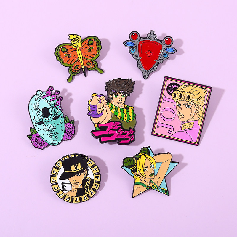 조조의 기묘한 모험 2D 애니메이션 주변 브로치 XU LUN QIAO BANA JOESTAR 배지 가방 펜던트